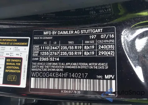 2017 Mercedes-Benz Glc 300 4Matic z USA, uszkodzony, nr VIN WDC0G4KB4HF140217